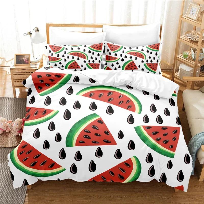 

Dropship Duvet Cover Set 3D Print Watermelon Lemon Home Textile Bed Comforter Set King Size Quilt Cover+Pillowcases -No Sheet EU Single(135*200cm)3pcs