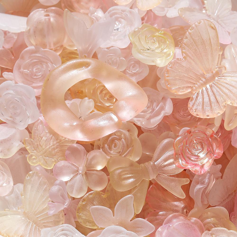 20g/Lotto Perline Miste Foglie Fiori Farfalla Perline Distanziatrici Acriliche per Creazione Gioielli Braccialetti Fai da Te Accessori Forniture