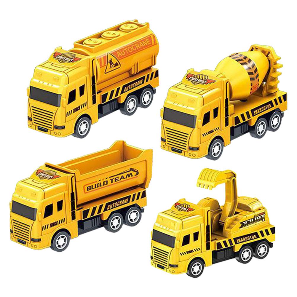 4 Pcs Pull Back Engineering Vehicle Childrens Toys Kids Small Truck Construction Mini Cars Model