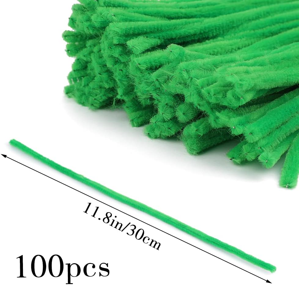 100/200/300 Pieces Pipe Cleaners Chenille Stem, Fruit Green Color Pipe Cleaners Set for Pipe Cleaners DIY Arts Crafts Decoration