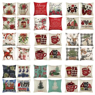 Popular Christmas Pillowcases for Holidays Santa Claus Linen Home Decoration Pillowcases