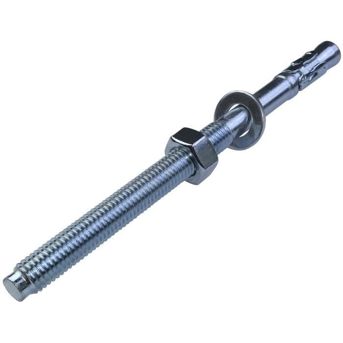 Vis d'ancrage - aerzetix - m12x180mm - acier zingué - lot de 5 - flexible avec filetage long