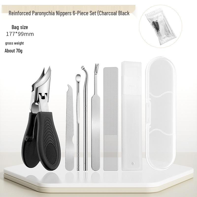 6-Piece Nail Care Set: Oblique Nail Clippers, Nail Scissors, Ingrown Nail Cuticle Nippers, Large Opening Clippers