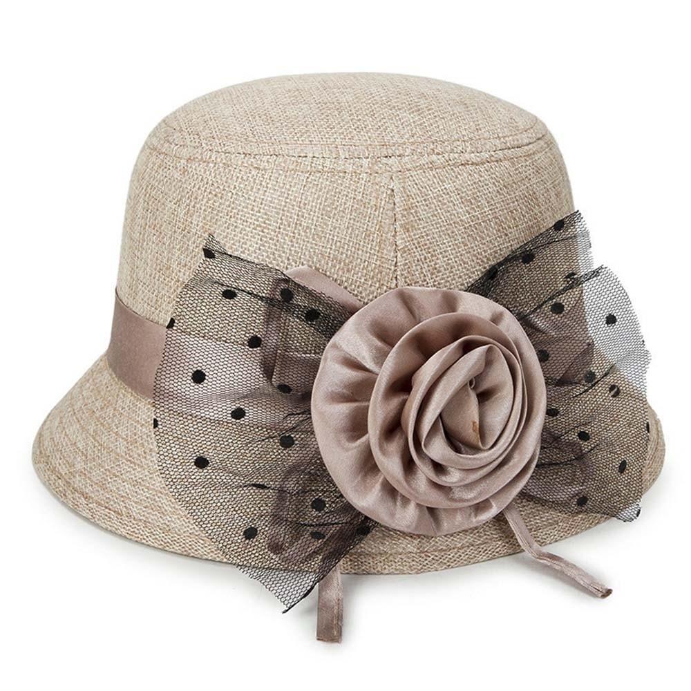 Breathable Temperament Lady Bucket Hat Sunscreen Linen Sunshade Basin Cap  Beach Vacation хаки