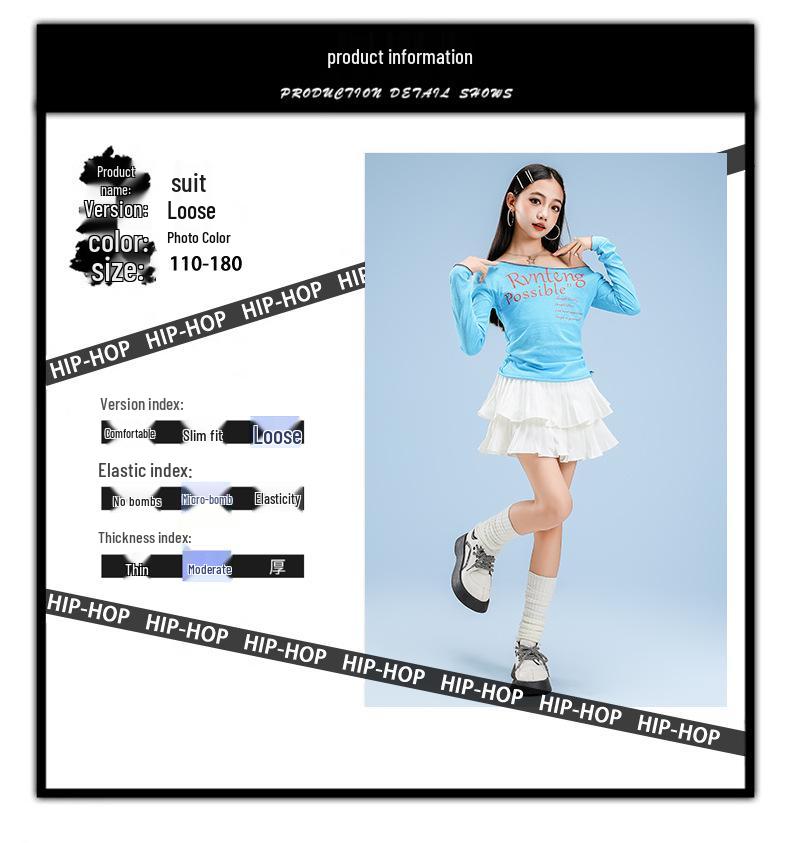 Girls' Cool Blue Jazz & Hip Hop Dance Costume for Performances