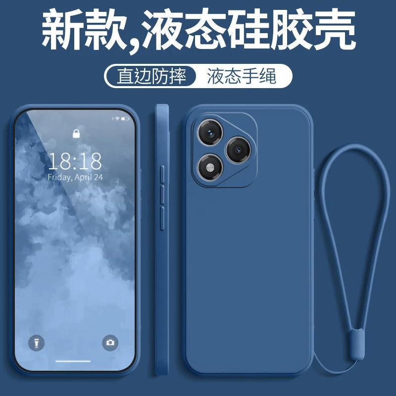 For Honor 400 Lite Liquid Silicone Lanyard Ring Holder Case For Huawei Honor 400lite Lens Camera Protective Phone Cover
