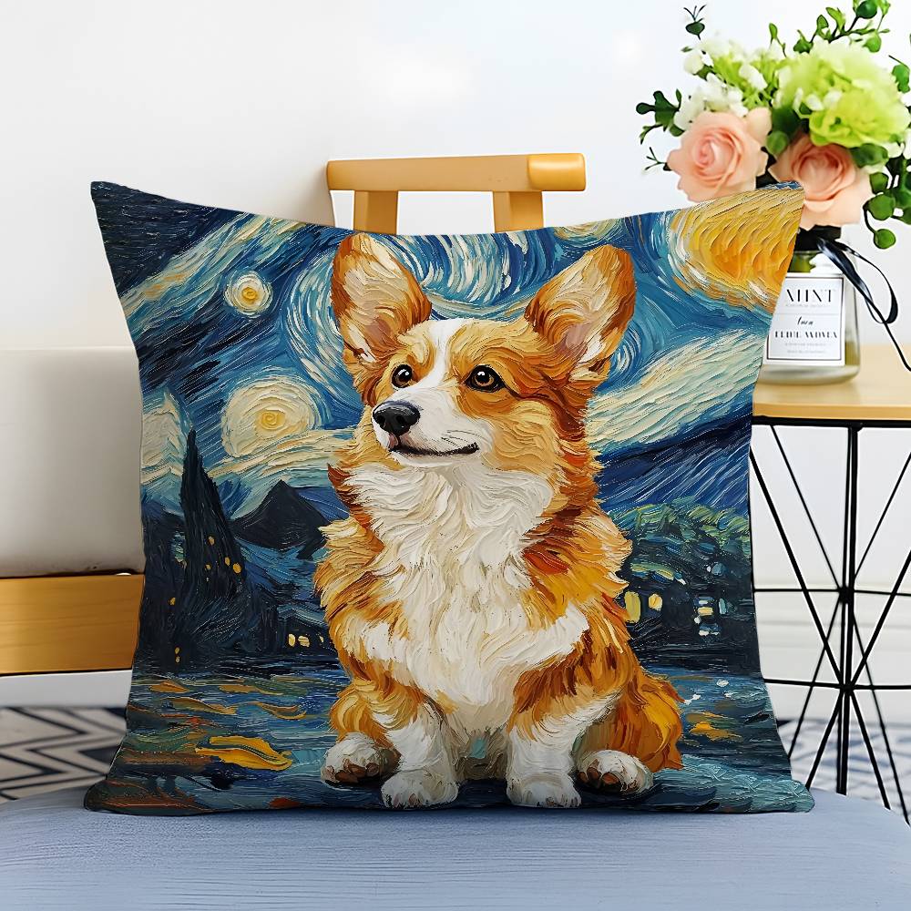 Creative Cute Starry Sky Puppy Pillow Case Printed Brushed Fleece Pillow Baby Skin-Touch Eco-Friendly Dye-Sublimat