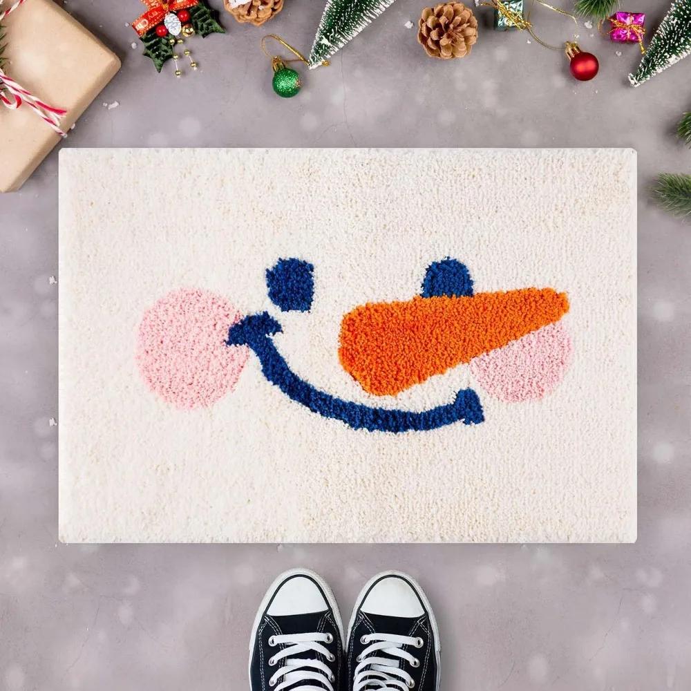 

Water-absorbing Christmas Door Mat Gingerbread Man Pattern Santa Claus Design Bathroom Mat Christmas Decor Foot Mat Bathroom Use