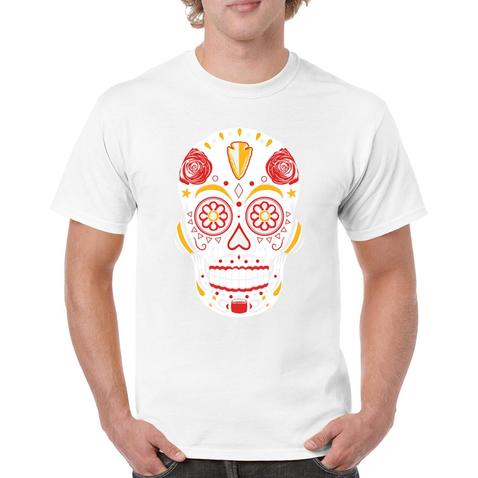 Kansas City Sugar Skull T-shirt Die-Hard Football Fan Tailgating Men s Tee S