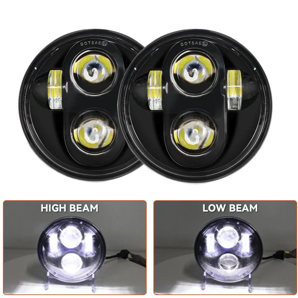 2PCS 5.75 Inch LED Headlight Projector for Triumph Rocket Iii 3 & Speed Triple & Street Triple 5 3/4" Headlamp For Iron 883 Dyna