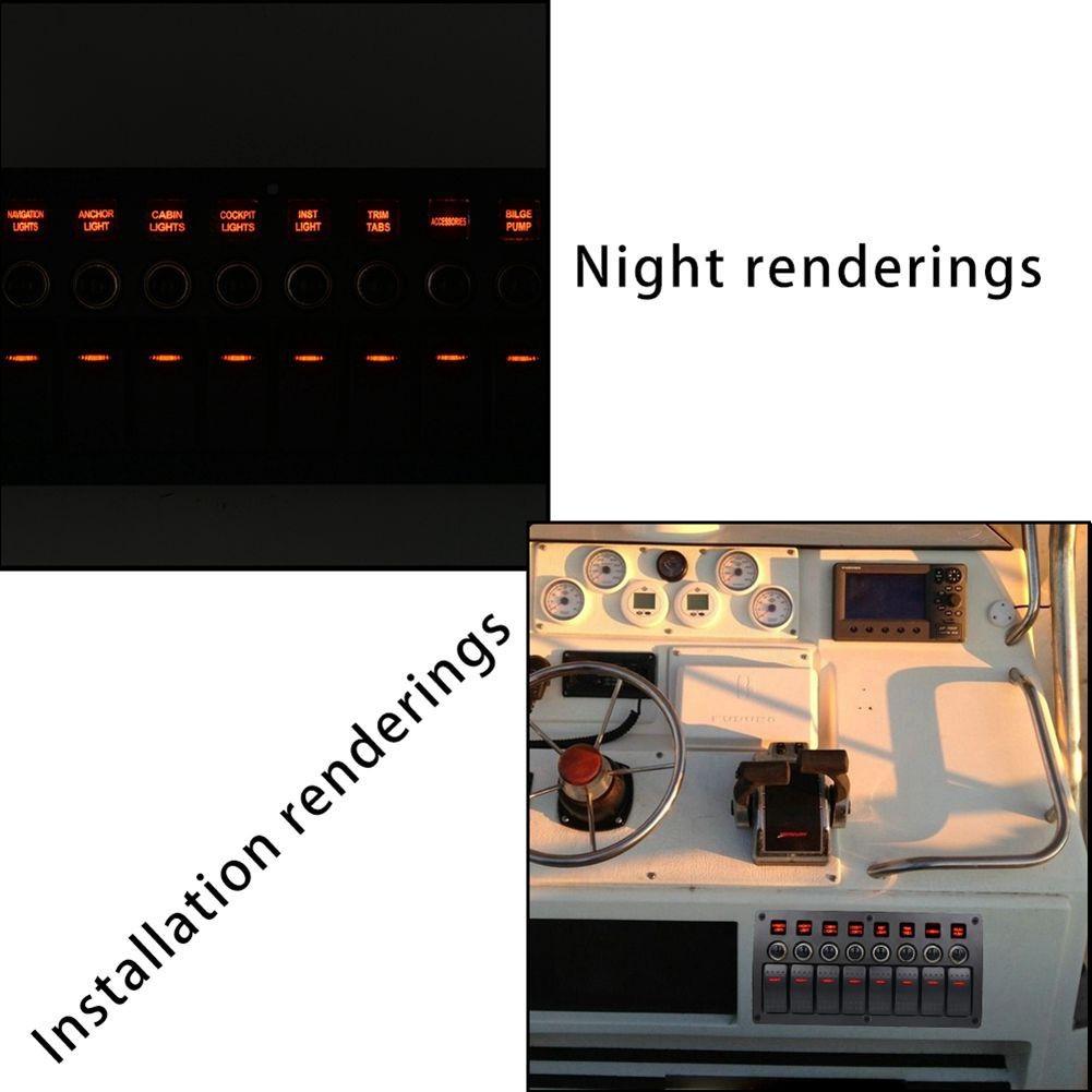 Boat Car Marine Rocker Switch Panel Overload Protection Waterproof LED Switch Panel DC12/24V ON-OFF Aluminium Switches