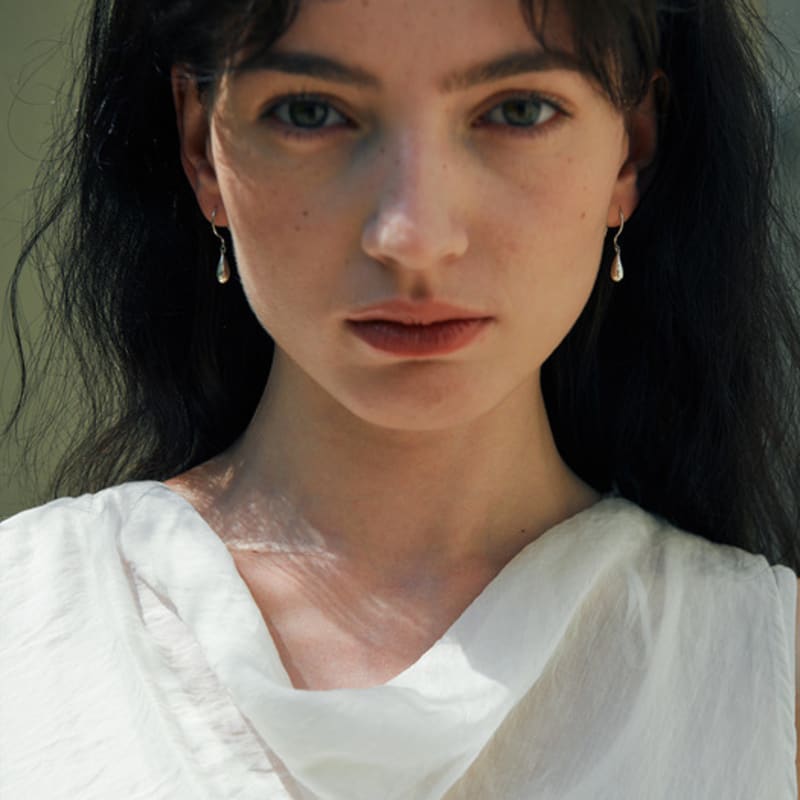 

green [925 silver] Two.silver.217 / teardrop ball earring silver