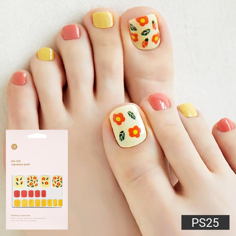Tropical Escape Pediküre Nagelsticker - 37 selbstklebende Spitzen, tropische Frucht- und Meeresmotive, schnelle 5-Minuten-Pediküre