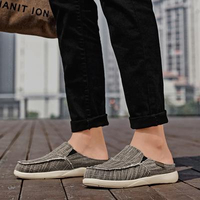 Summer Men Slippers Classic Outdoor Slip-on Canvas Shoes Men Light Breathable Flat Loafers Soft Indoor Home Casual Slippers 47