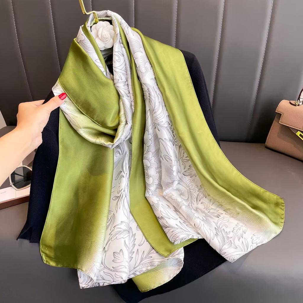 Cashew Fashion Scarf Simulation Silk Colour Blocking Temperament Beach Towel Female Silk Scarf Air Conditioning Shawl Outwear Scarf