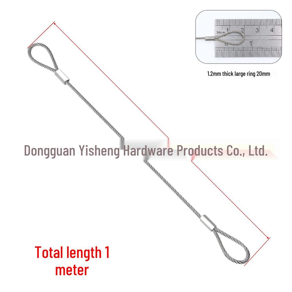 304 Stainless Steel Wire Rope Slings with Double Buckle Crimping Head for Rigging and Lifting.
