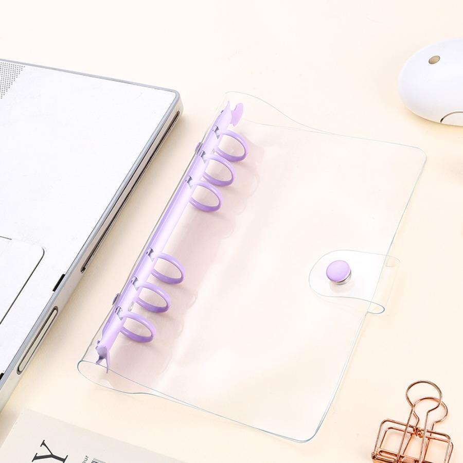 Lightweight Pvc Loose-Leaf Shell 6 Holes A6 Transparent Loose-Leaf Shell, Color Clip, Simple Candy Color Album Shell