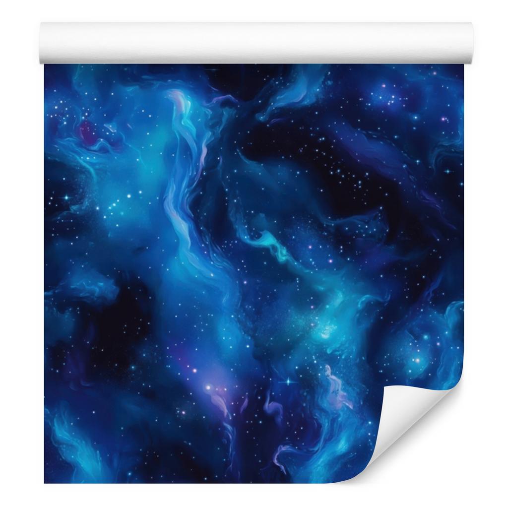 Watercolor Galaxy Wallpaper In Blue, Navy Blue, Turquoise and Black 50x1000