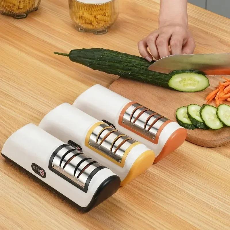 Multifunctional Non-slip Electric Knife Sharpener Automatic Professional Small Knife Sharpener Kitchen Quick Sharpening Tools