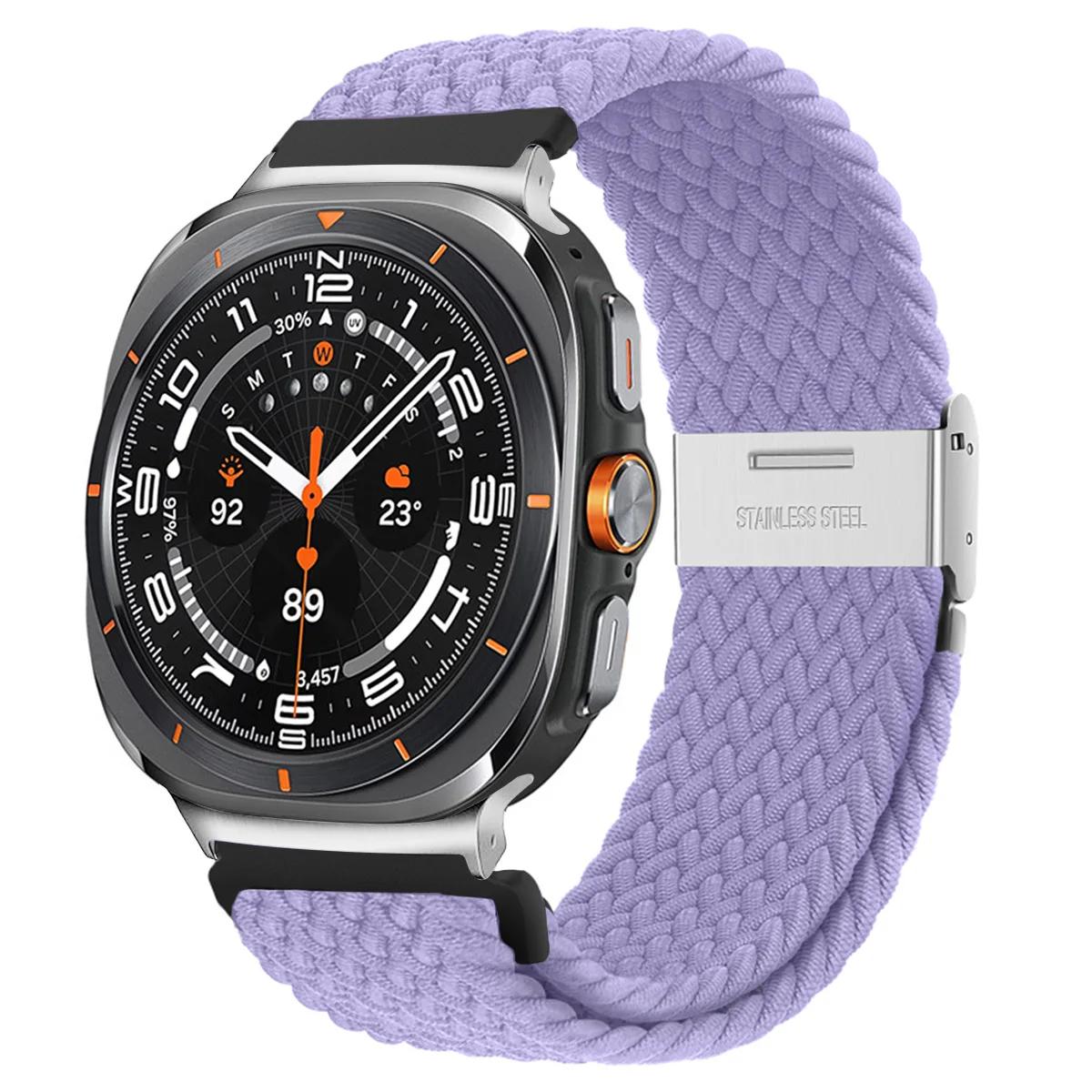 Спортивный ремешок Trail для Samsung Galaxy Watch Ultra 47 мм, нейлоновый ремешок Correa для Samsung Galaxy Ultra 47 мм, браслет LTE No Gaps Galaxy watch Ultra лавандовый