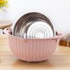 1 Set Stainless Steel Drain Basket Double-layered Rotatable Anti-skid Bottom Kitchen