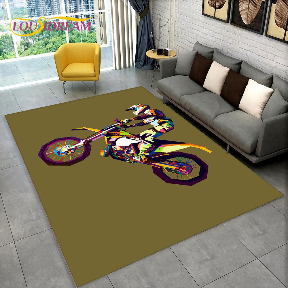 3D Motorcycle Racing Carpet Family Living Room Bedroom Decoration Door Mat Playroom Children Play Non-Slip Floor Mat