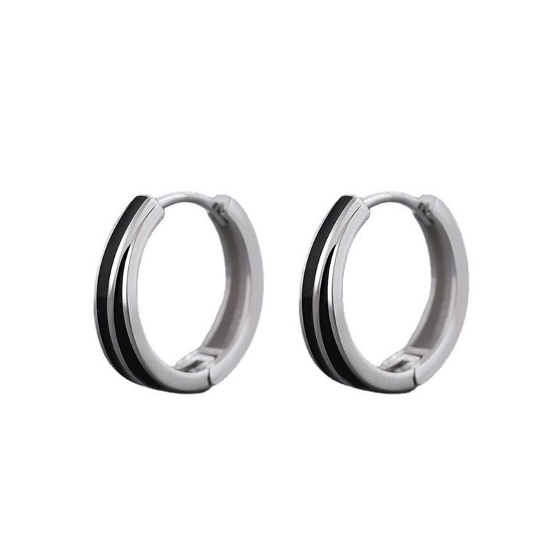 

серьги из стерлингового серебра 925 пробы с черной линией и пряжкой для ушей