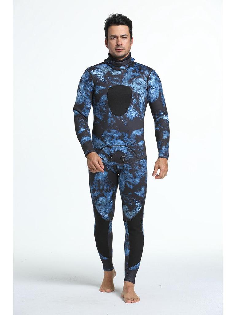 5mm Camouflage Neoprene Fleece-Lined Two-Piece Diving Wetsuit for Spearfishing