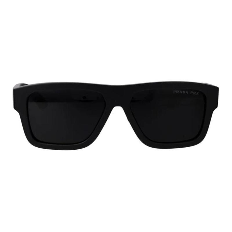 Prada Mirror Side Logo Injection Molding Irregular Sunglasses Unisex Couple Style Black