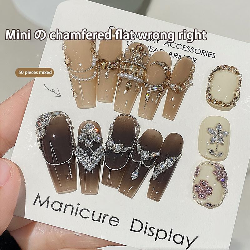 50Pcs Zircon Nail Diamond Decoration Mixed Loading Stereoscopic Nail Accessories Nail Painting Nail Salon Nail Artists