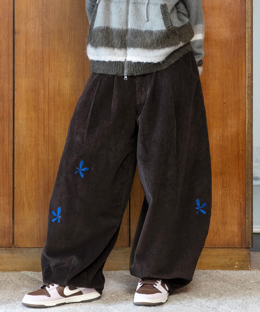 GLACK Gzp001 Double-Pleat Corduroy Balloon Pants (Brown)