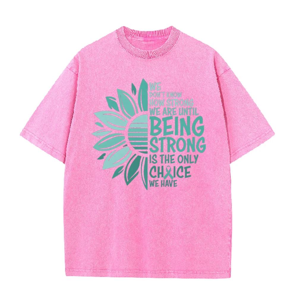 2026 Vintage Teal Sunflower Mental Health Slogan Graphic Black Acid Washed T Shirt Inspirational Strong Quote Oversized Unisex C