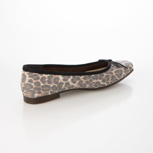 IK Plus Women's Leopard Fabric Ballet Flats, Size 120, 23.0 cm, 2E