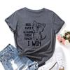CUTE CAT Fashion Cotton T-Shirt Short Sleeve Round Neck Women 2d Print Tops