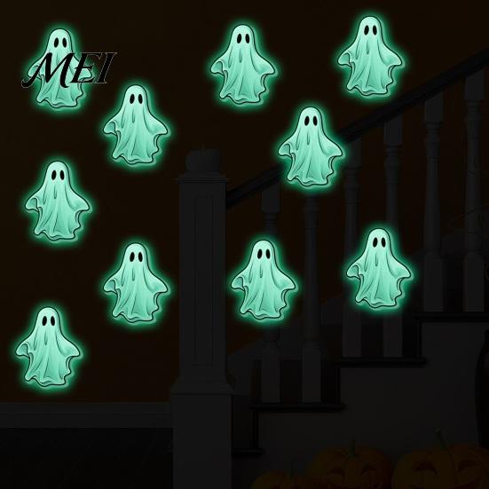 Waterproof PVC Wall Decor Luminous Ghost Stickers for Halloween Decoration, Glow in The Dark Decals Home Decoration Gifts Windows And Glass