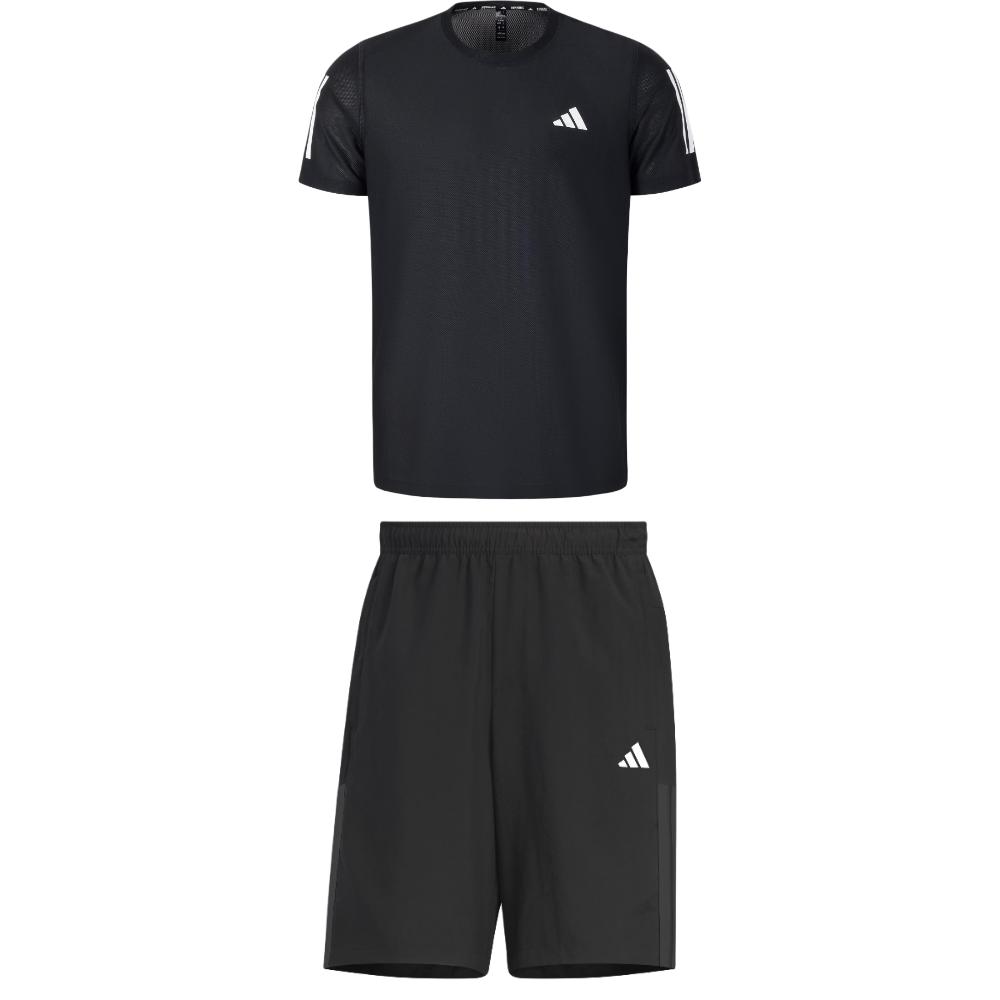 Adidas Quick-Dry Striped Short Sleeve Breathable Shorts Casual Sports Suit Men suit JY8583+KC2882 S