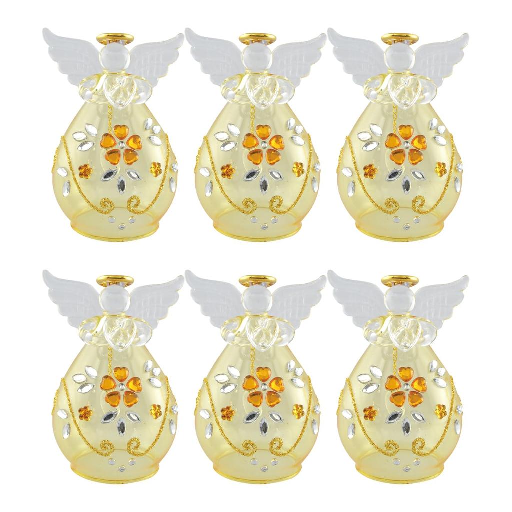 Four Cart Cute Handmade Glass Printemps [Angel Bell] x 6-Piece Set