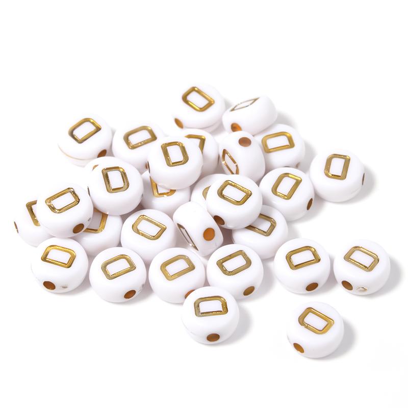 100Pcs 7mm Acrylic Alphabet Beads A-Z Gold Color Letters Beads For Jewelry Making Flat Round Spaced Bead DIY Bracelet Necklace