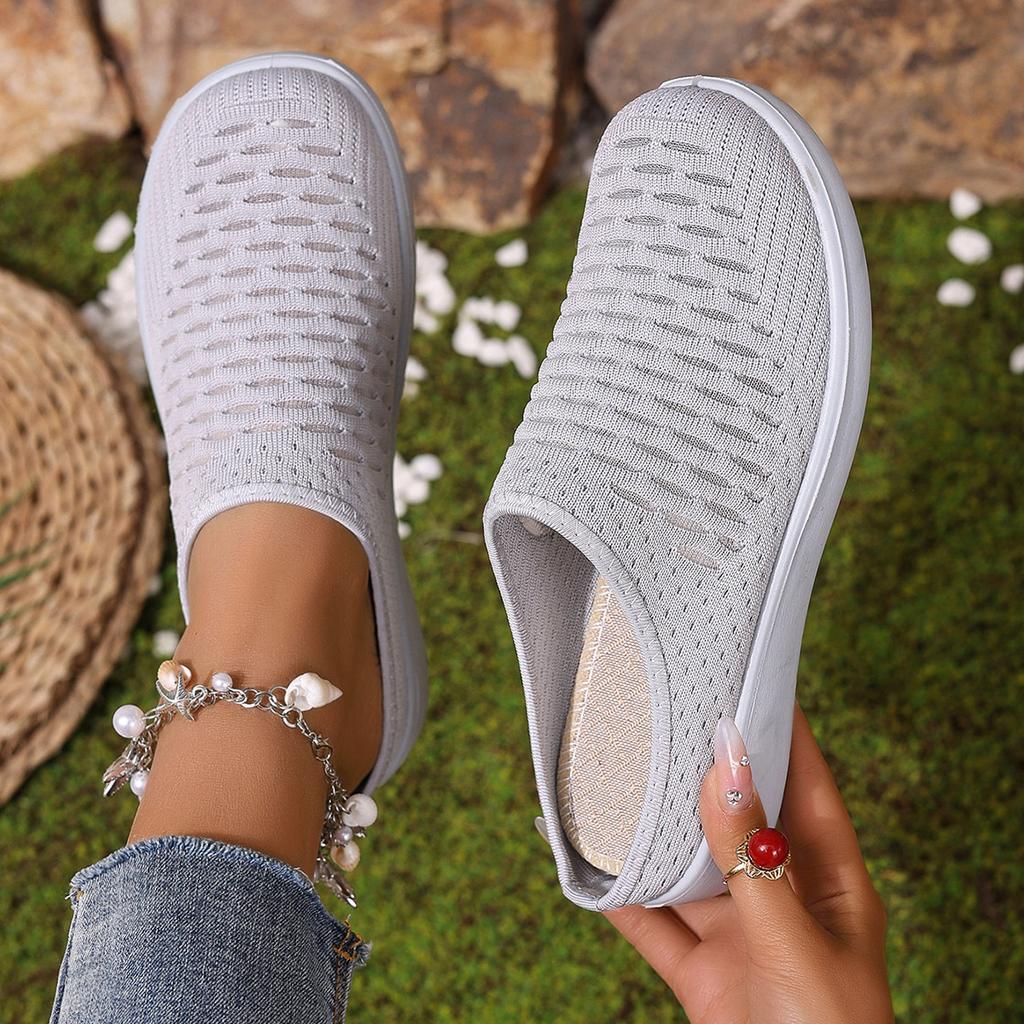 2025 Summer New Women's Shoes Casual Fashion Versatile Half Slippers Shoes Women's Mesh Breathable Foreign Trade Shoes Mother Shoes