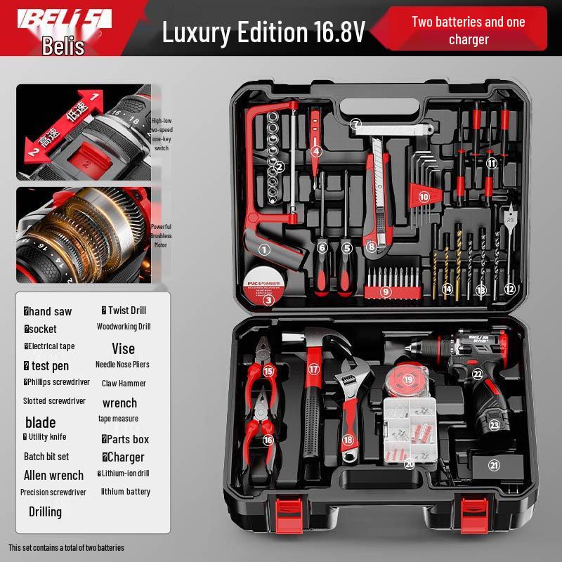 Brushless Impact Electric Drill with Rechargeable Lithium Battery for Household Use - Multifunctional Screwdriver & Drilling Tool