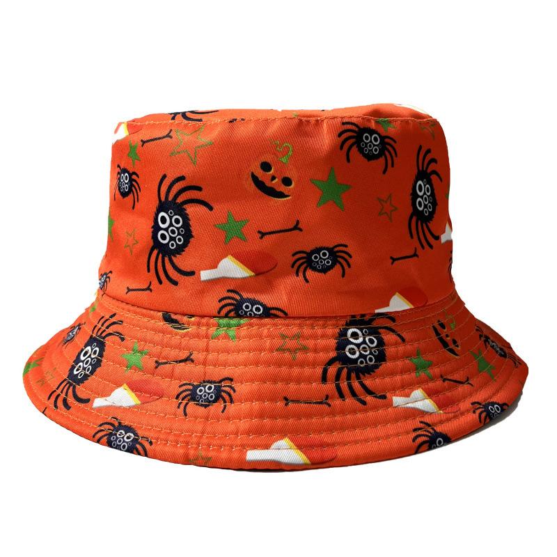 New Halloween personality trend printed bucket hat men and women versatile double-sided versatile basin hat outdoor sun hat