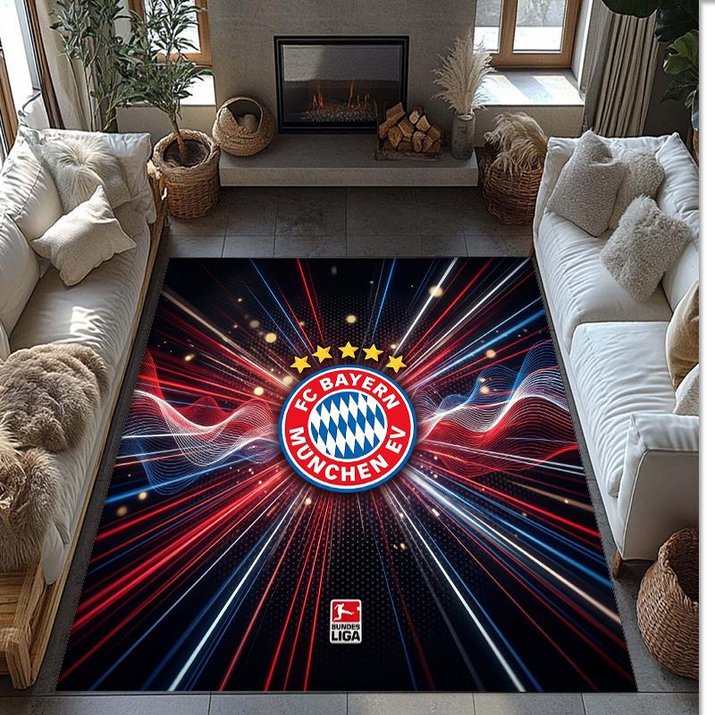 FC Bayern München Bedruckter Flanell Teppich rutschfest weich Polyester Boden Teppich Indoor Dekor Matte für Schlafzimmer Wohnzimmer Sofa Spielzimmer Heimdekoration