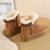 New Wool Imitation Snow Boots for Women, Thickened Plush Warm Cotton Pad Shoes for Women, Fashionable Striped Flat Heel Boots