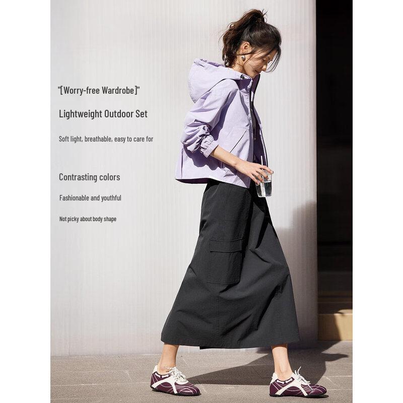 XWI Women s Casual Hooded Sweatshirt & Skirt Set M
