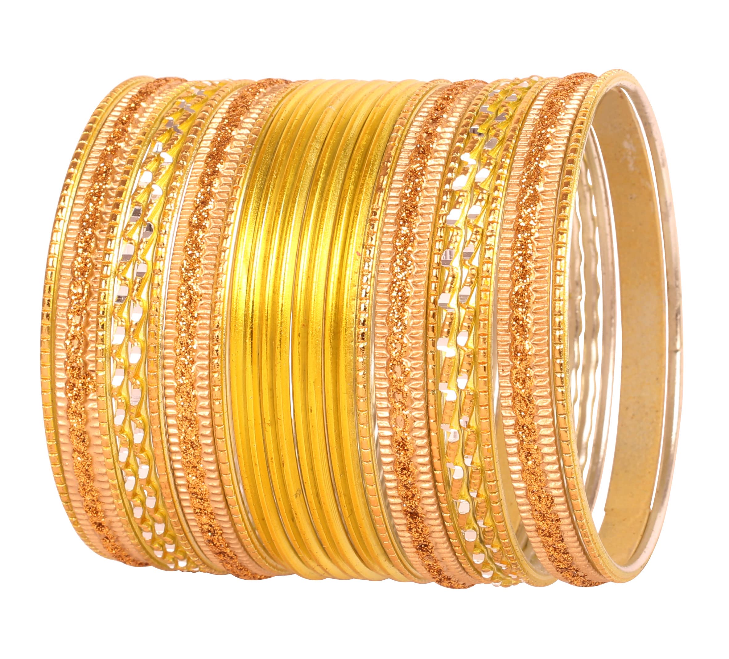 

Colorful 2 Dozen Bangle Indian Bollywood Pastel Yellow Golden Glaze Designer Jewelry Special Size Bangle Bracelet Set of 24 Gold Tone for [Touchstone] жовтий
