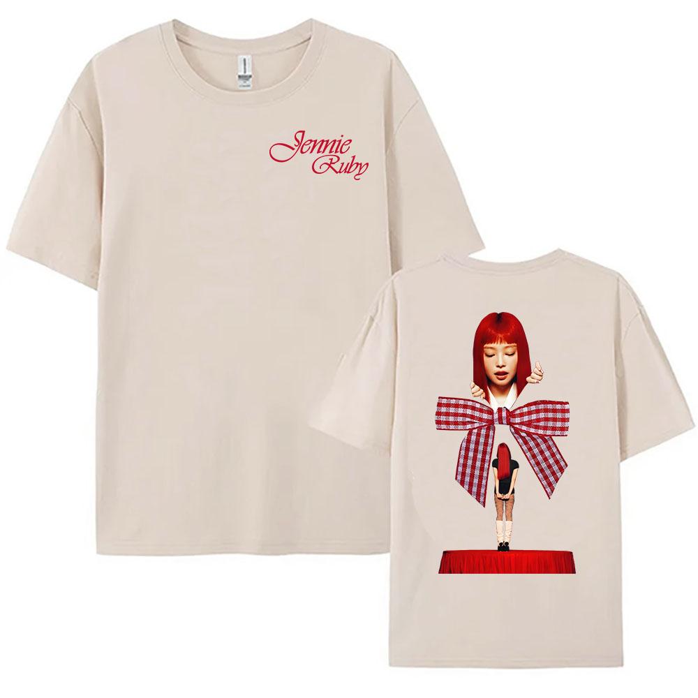 

Y2K Jennie Ruby The 1st Studio Album ExtraL Tshirts Cotton Soft Women/Unisex T-shirt Short Sleeve Korean Fashion Tees Unisex Street S