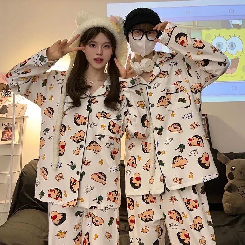 Yuzhaolin Couple s Cartoon Crayon Long-Sleeve Pajama Set XL