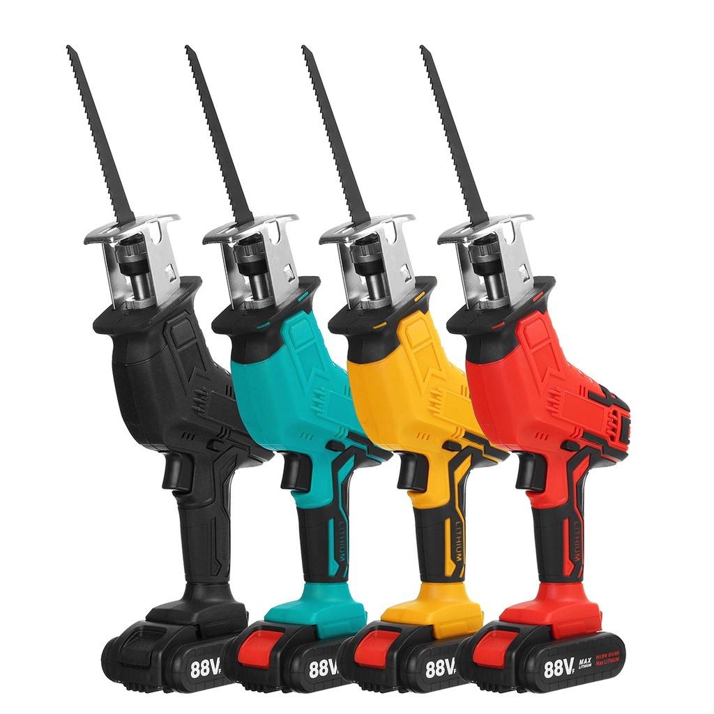 

Аккумуляторная сабельная пила AC 110-240В + 4 пильных полотна, регулируемая скорость, цепная пила для резки дерева, металла, ПВХ-труб с 1/2 литиевым аккумулятором