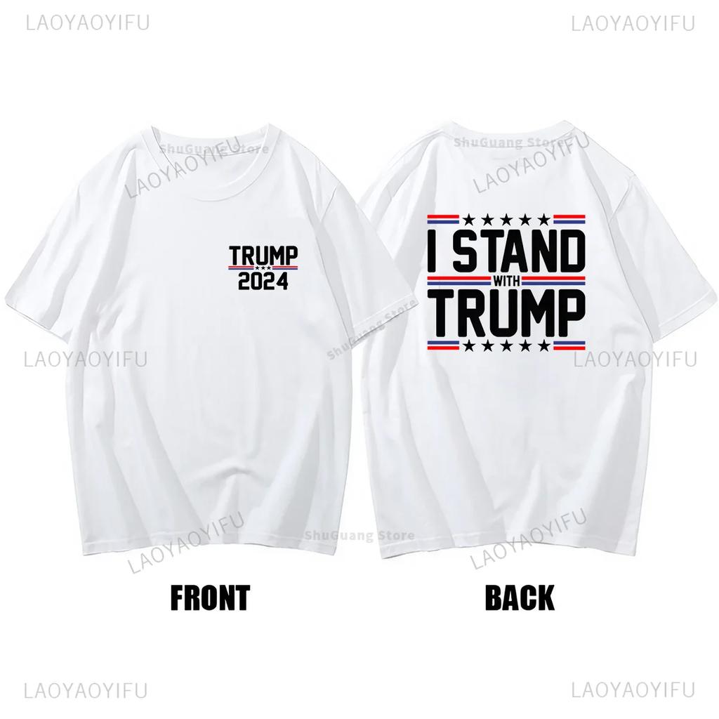 Tričko Trummp 2024 I Stand with Trump Funnt Shirts for WoUnisex Unisex oblečení Móda Streetwear Grafická trička Ropa Hombre