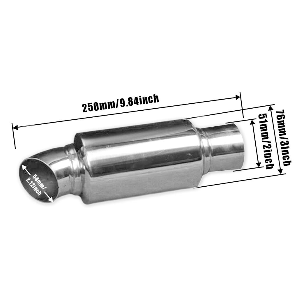 2.0 2.5'' Inlet Outlet Car Truck Dump Muffler Tip Resonator  Stainless Steel Exhaust Pipe Tip Sound Tuning Silencer